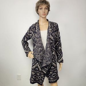 Lucky Brand Cardigan Sweater Blue Wool/Alpaca Oversized Sz S Country Cottagecore